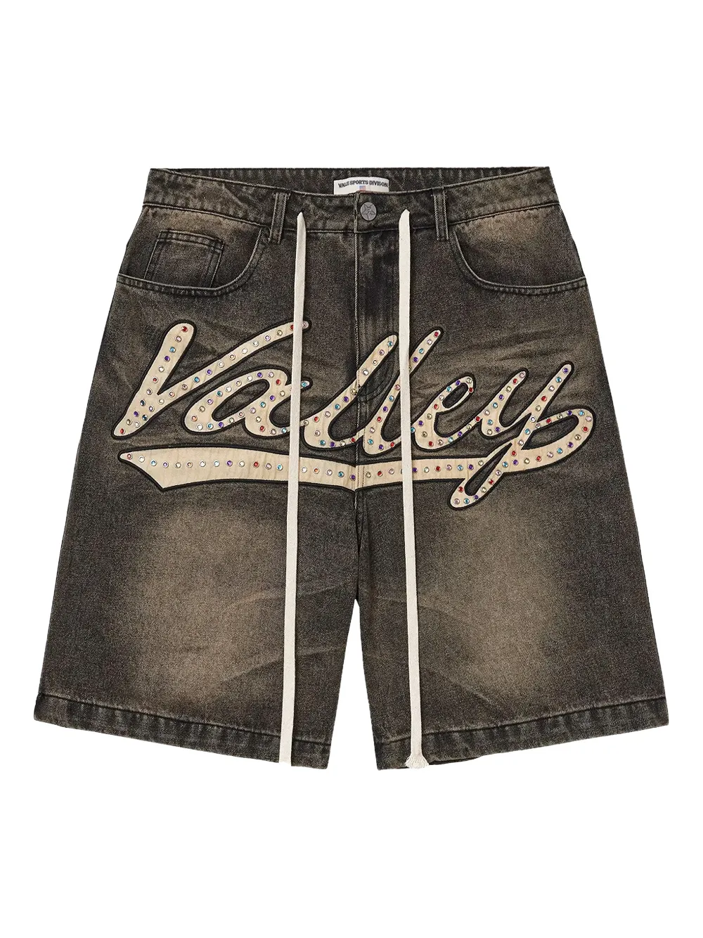 Vale Skittles embroidered denim shorts - Grigio