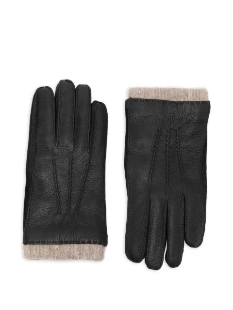 Paul Smith ribbed-trim leather gloves