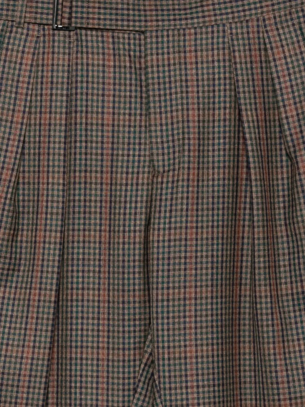 Paul Smith Check Pleated Trousers In Brown