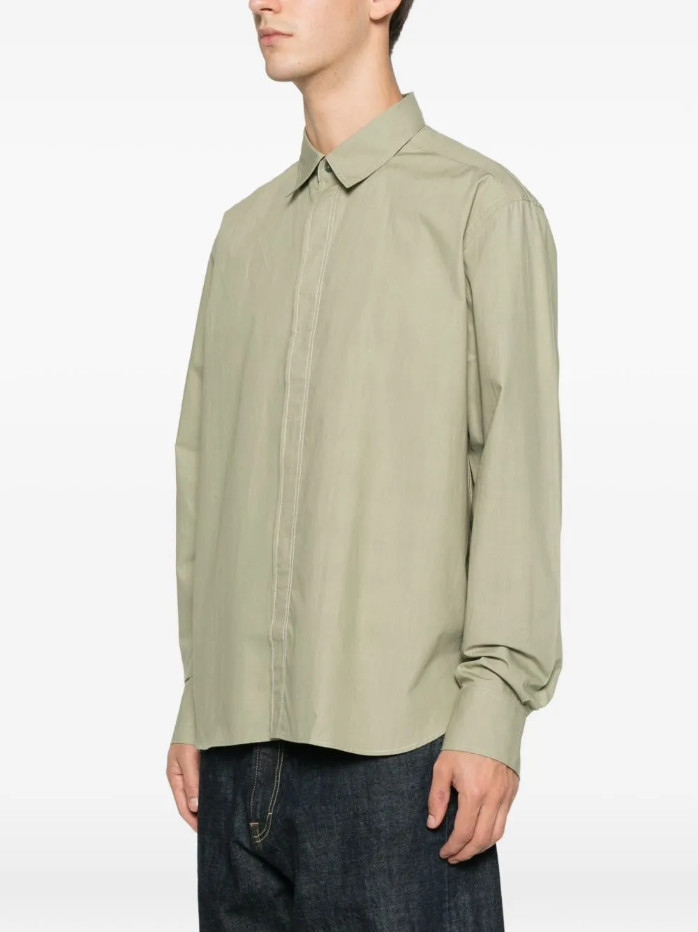 Paul Smith Topstitching Buttoned Shirt In Green