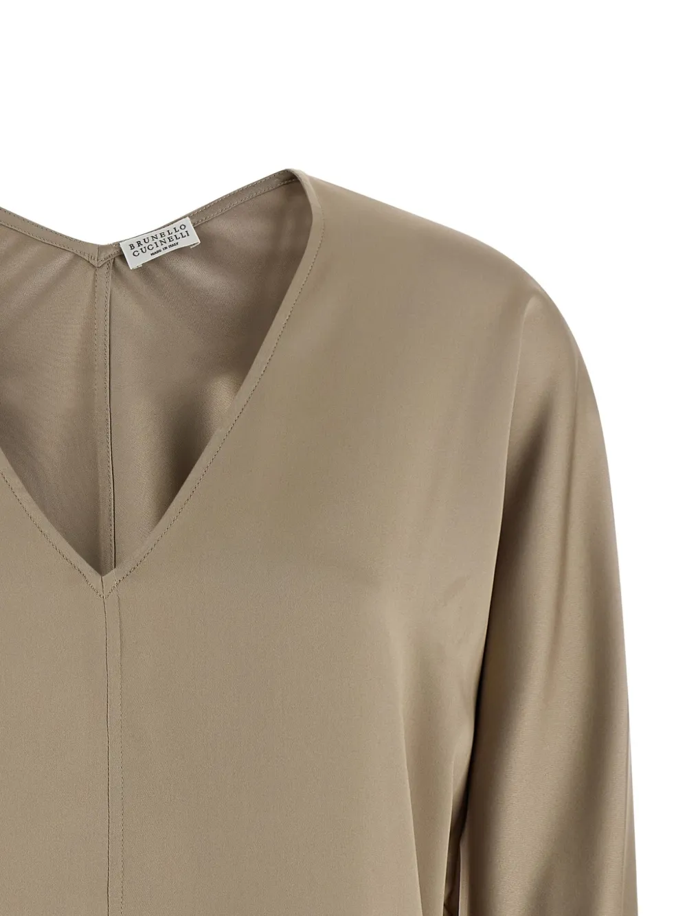 Brunello Cucinelli Vleermuisblouse met V-hals Beige