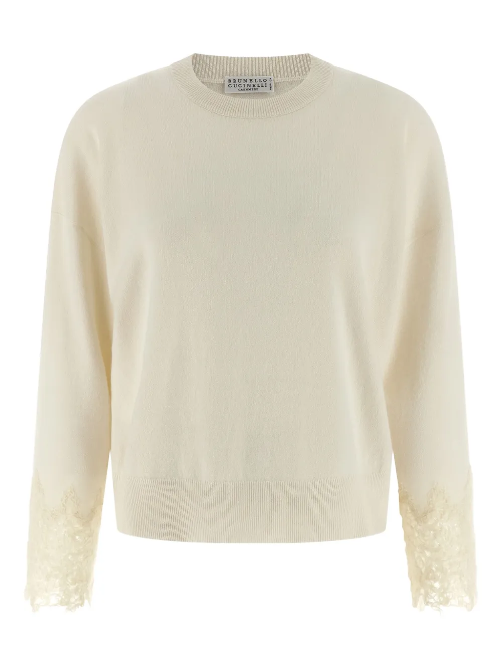 Brunello Cucinelli Knit Cuffs Crew Neck Sweater In Neutral
