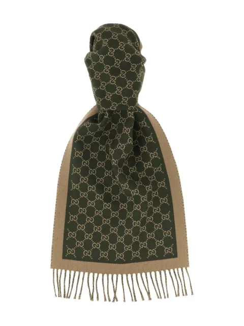 Gucci jacquard fringed scarf