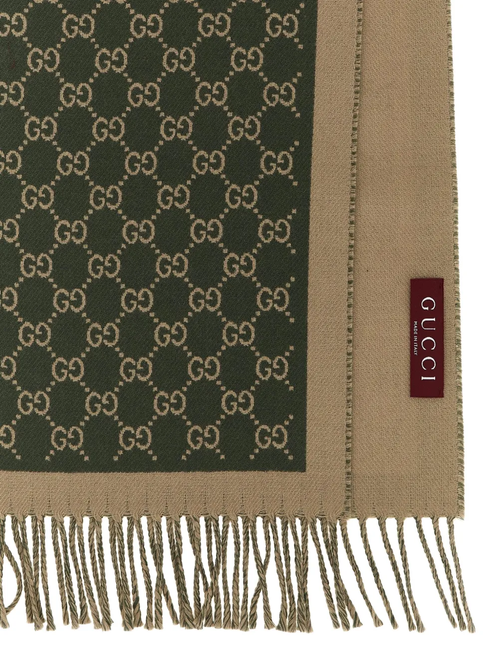 Gucci Sjaal met franje en jacquard - Groen