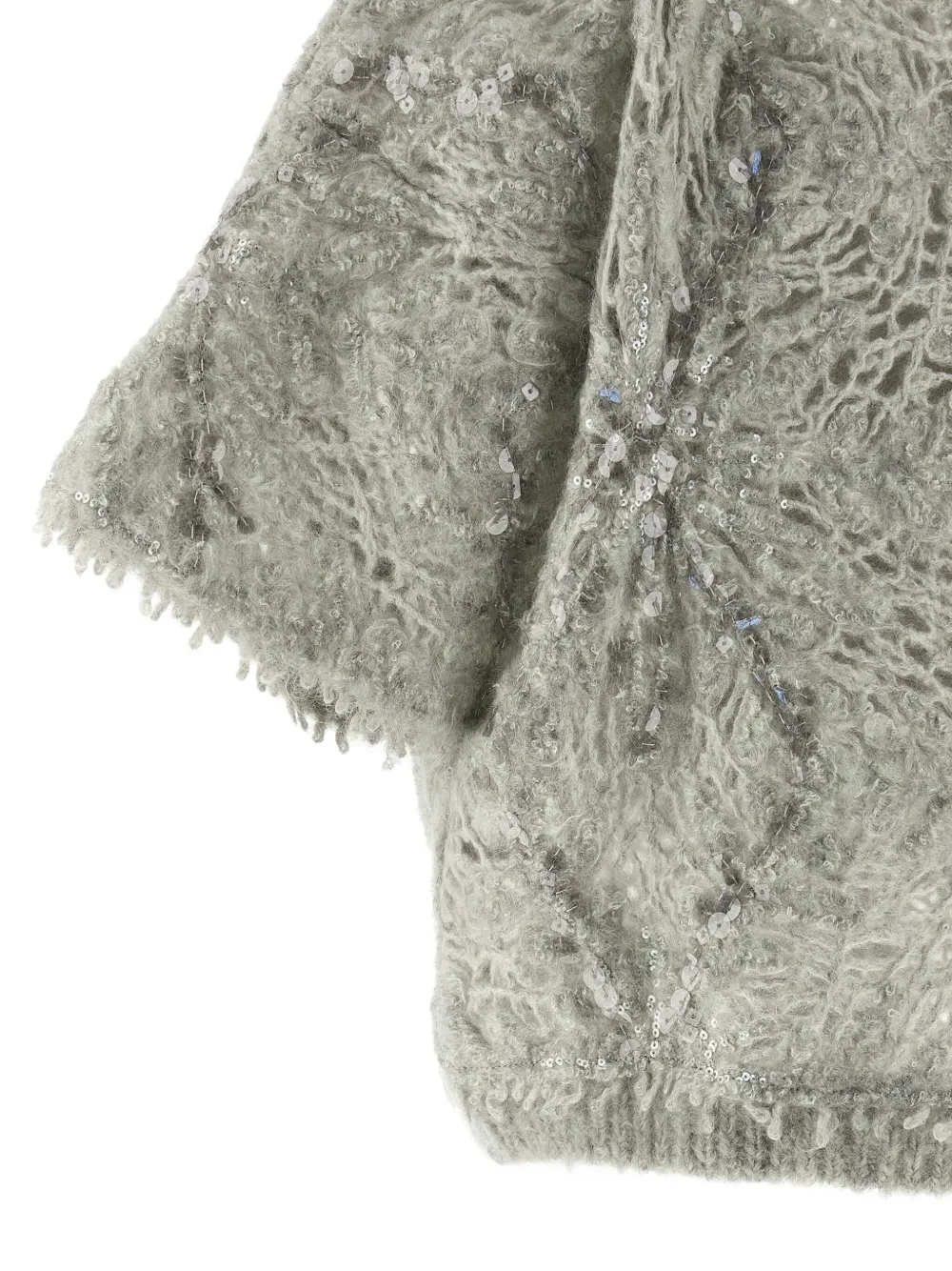 Brunello Cucinelli Sequin Knitted Sweater In Gray