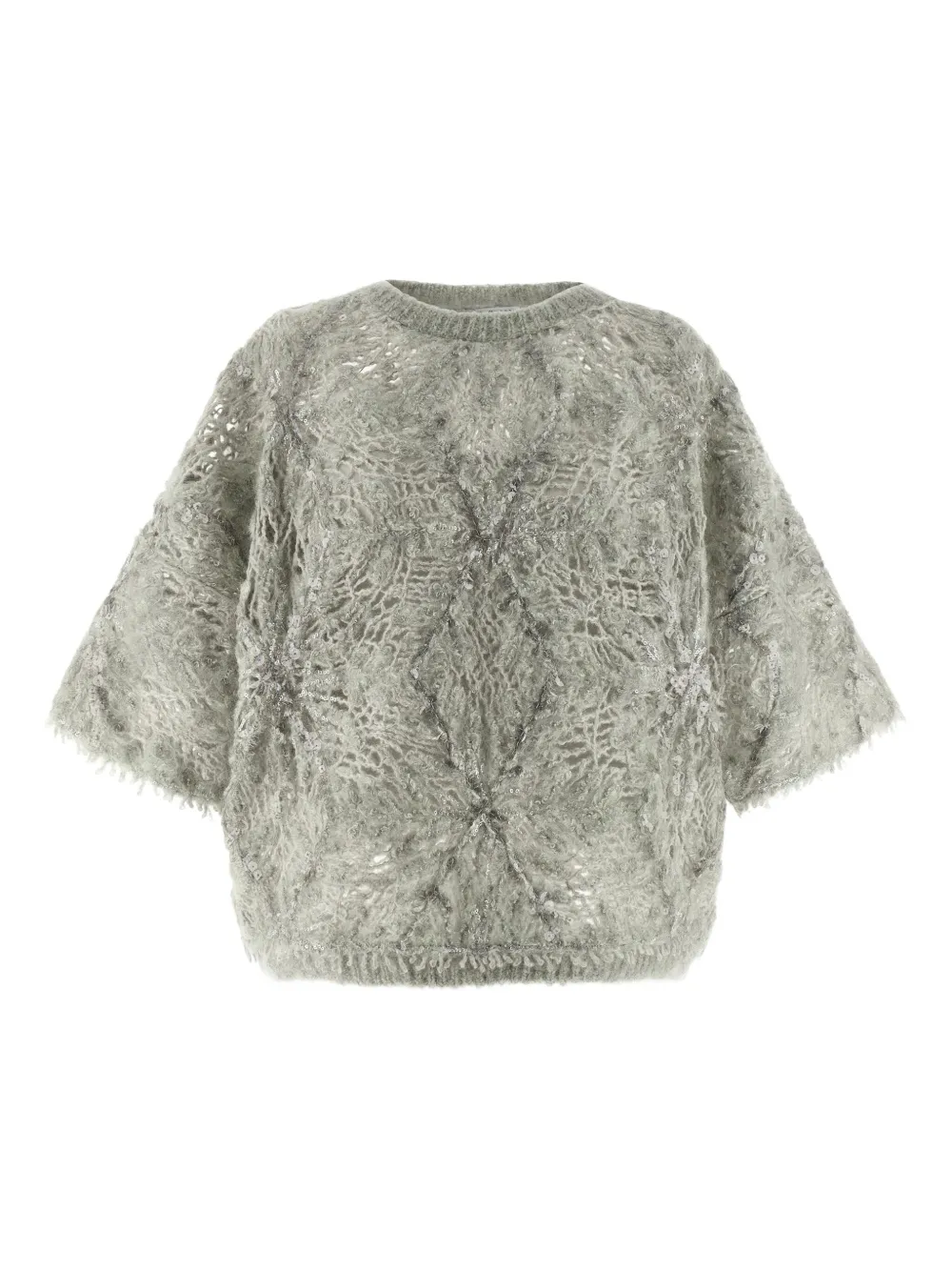 Brunello Cucinelli Sequin Knitted Sweater In Gray
