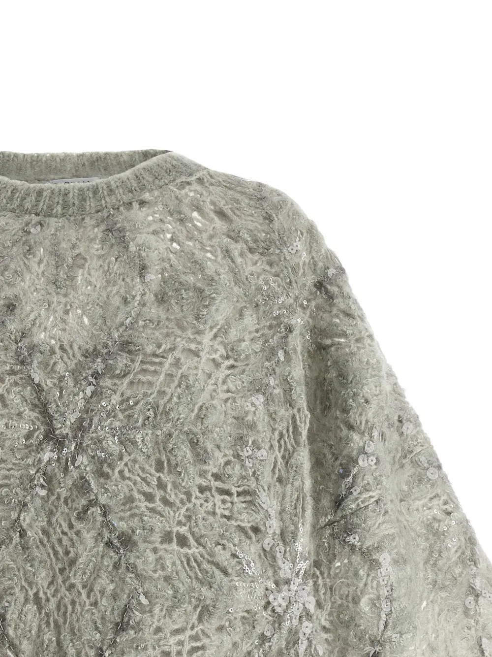 Brunello Cucinelli Sequin Knitted Sweater In Gray