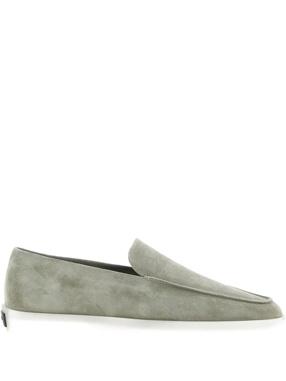 Fear Of God Suede Round Toe Loafers With Rubber Sole In Green