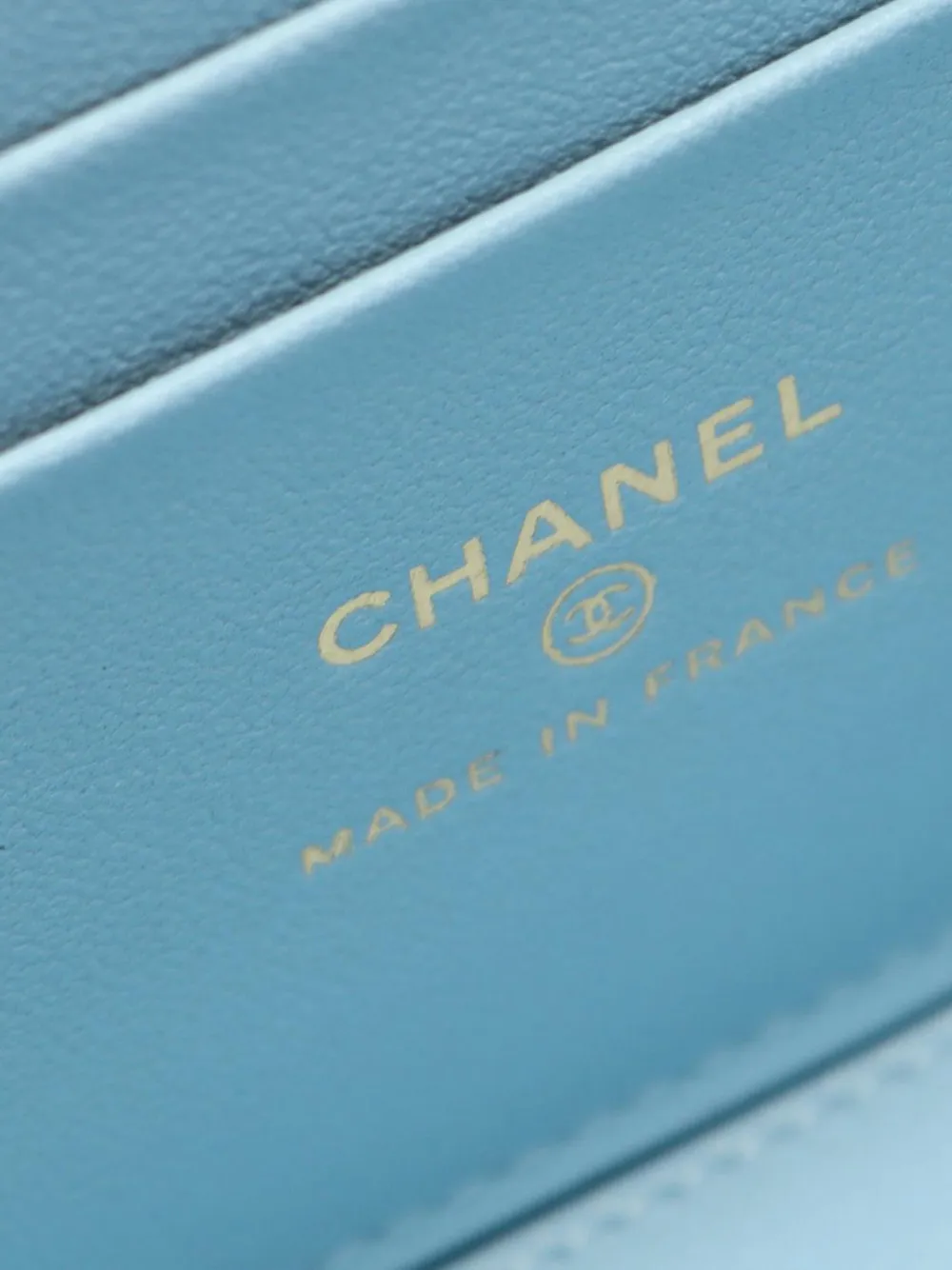 Pre-owned Chanel 2021-2025 Small Bicolor Lambskin Top Handle Vanity Case With Chain Satchel In Blue
