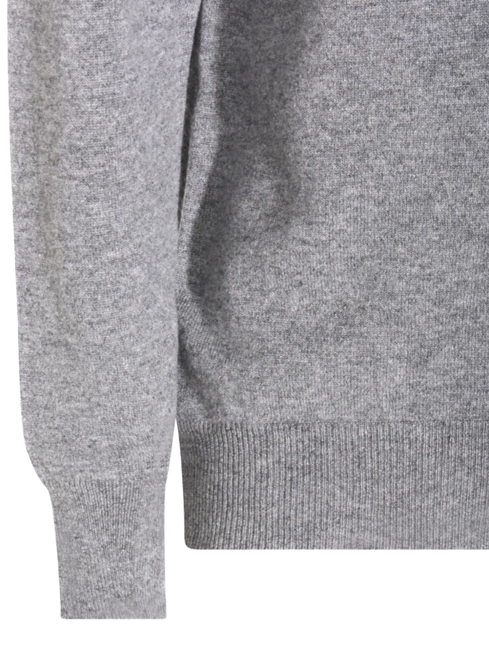 Lardini Long Sleeve Crew Neck Sweater With Ribbed Hem In Gray