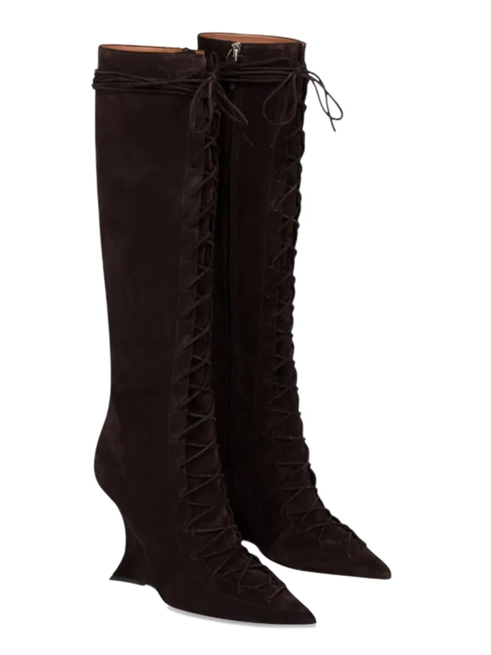 Paris Texas 105 Nina Lace-up Pointed Boots In Brown