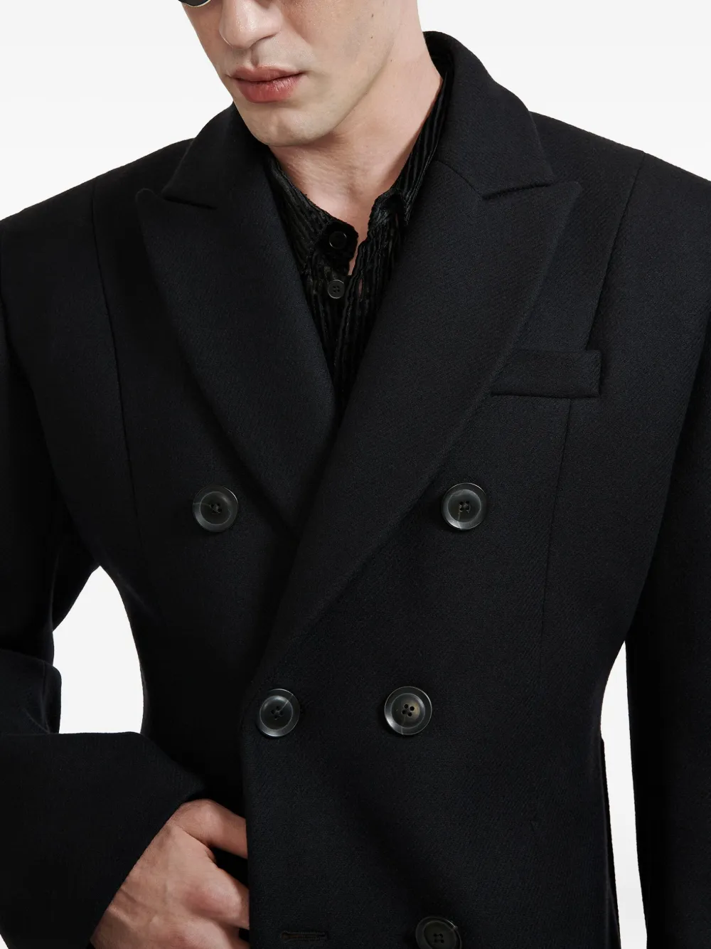 Lgn Louis Gabriel Nouchi Double-breasted Coat In Black