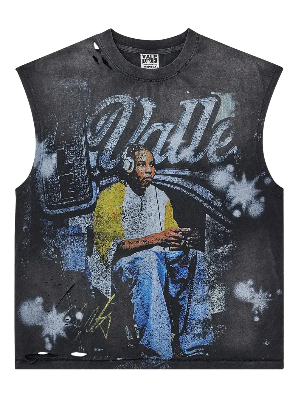 Vale Game Time graphic-print distressed T-shirt - Grau