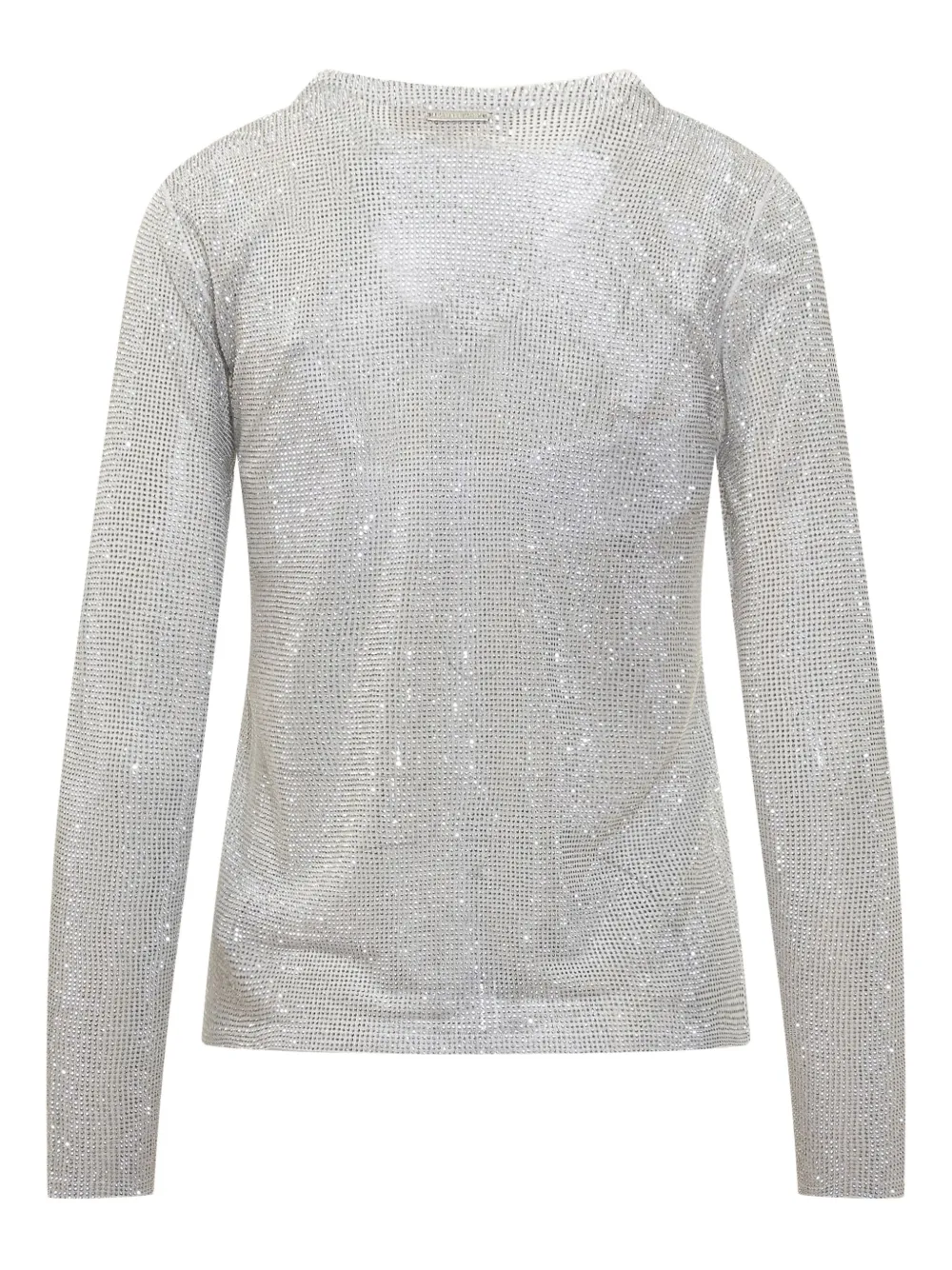 Michael Michael Kors Embellished Crew-neck Top In Silver