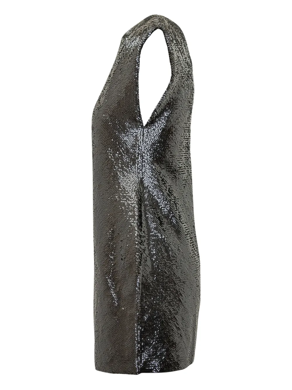 Michael Michael Kors Sequin Extended-shoulder Mini Dress In Gray