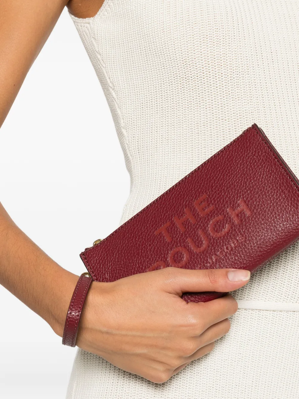 Marc Jacobs Embossed Zip Pouch In Burgundy