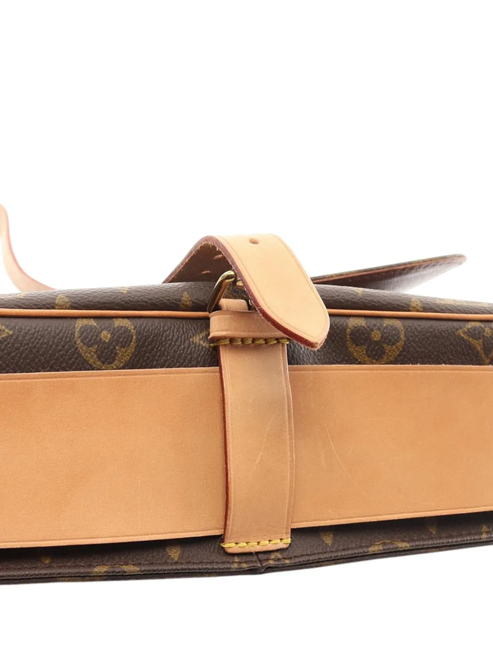 Pre-owned Louis Vuitton 1992 Monogram Cartouchiere Gm Crossbody Bag In Brown