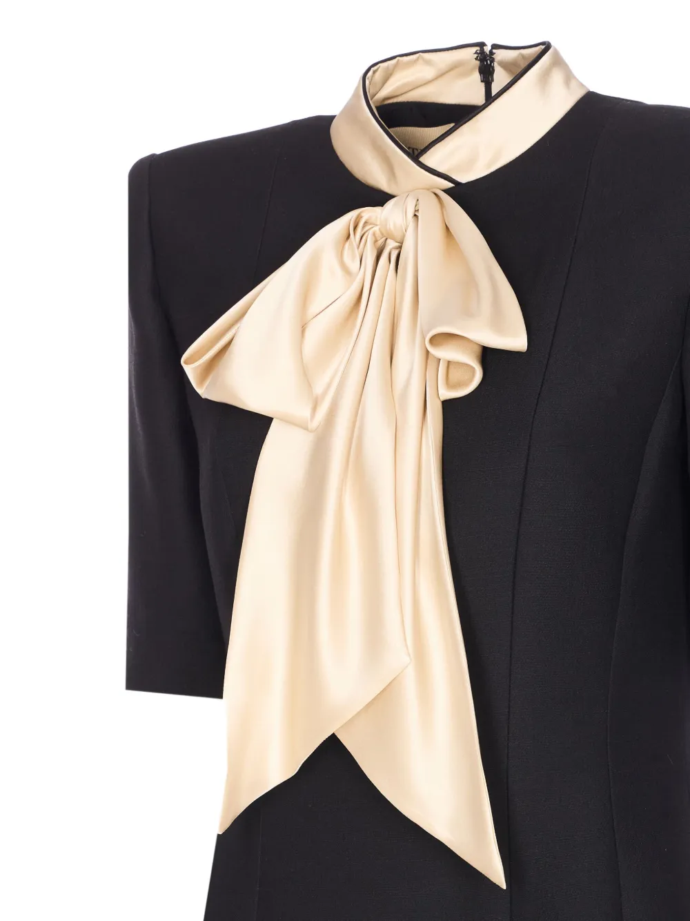 Valentino Womens Nero Champagne Bow-embellishment Short-sleeves Wool And Silk Mini Dress In Black