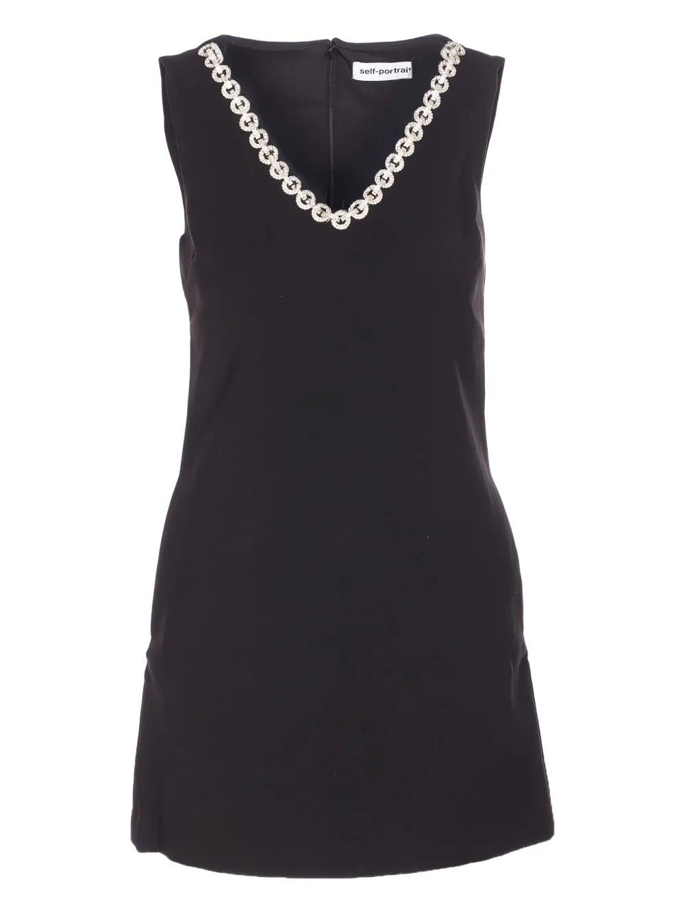 Self-portrait Crystal-embellished Mini Dress In Black