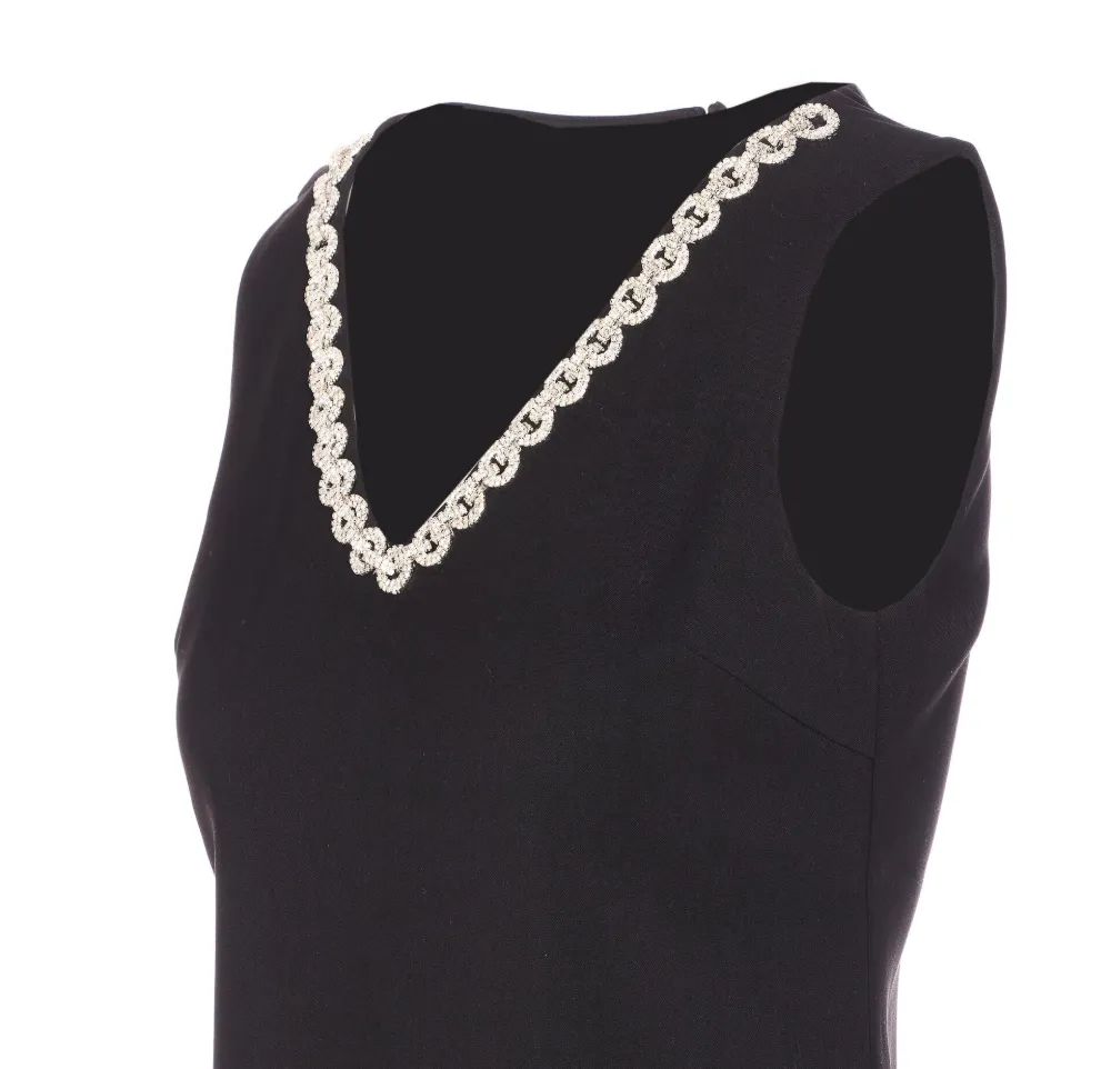 Self-portrait Crystal-embellished Mini Dress In Black