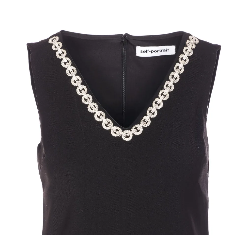 Self-portrait Crystal-embellished Mini Dress In Black