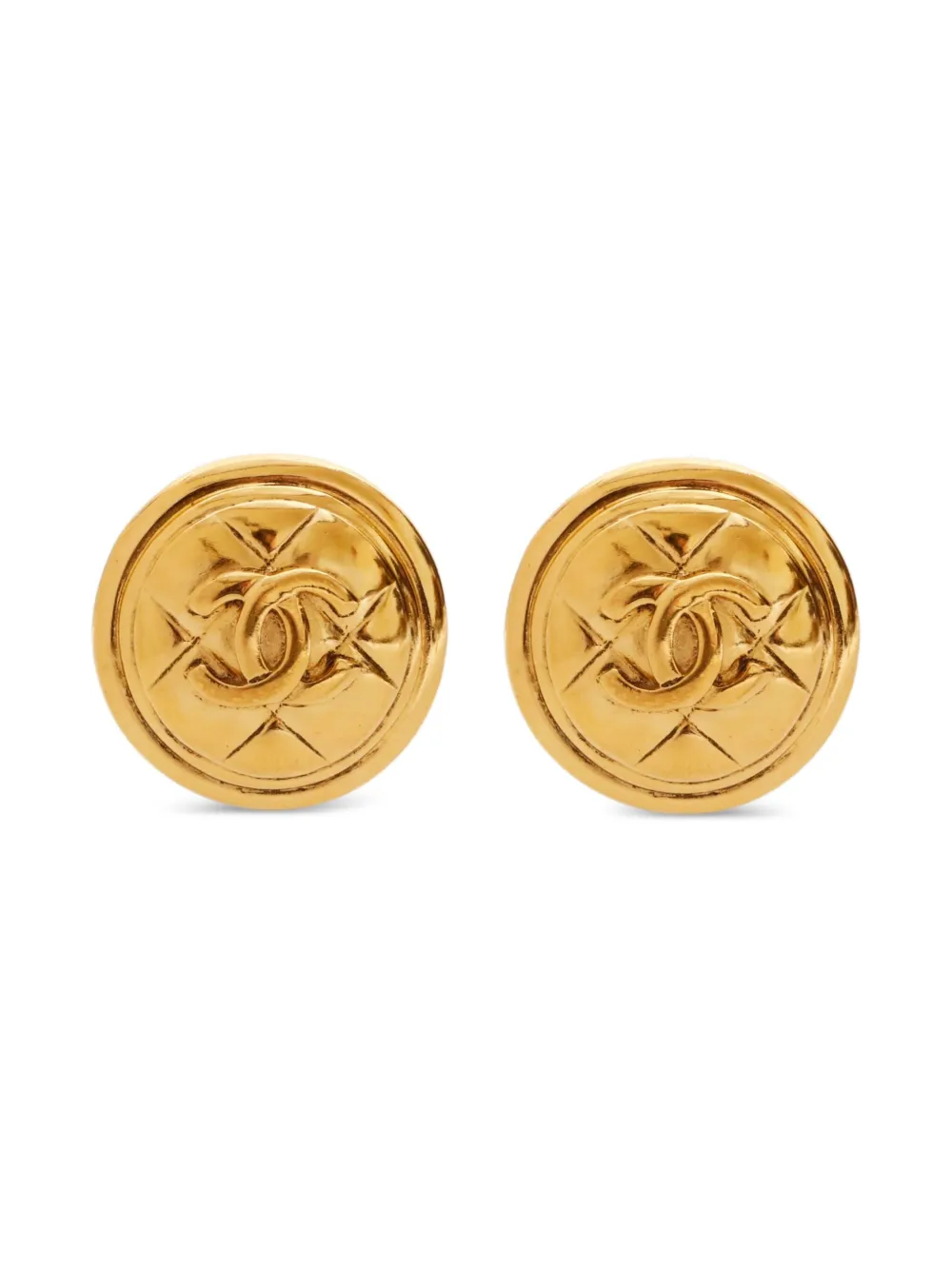 CHANEL Pre-Owned 1980-1990 CC-logo clip-on earrings - Oro