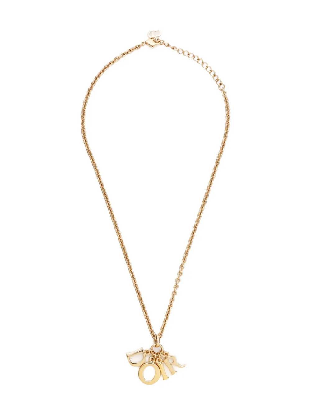 Pre-owned Dior 2000s Logo-pendant Necklace In Gold