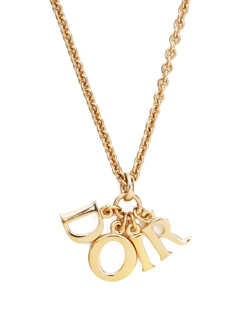 Pre-owned Dior 2000s Logo-pendant Necklace In Gold