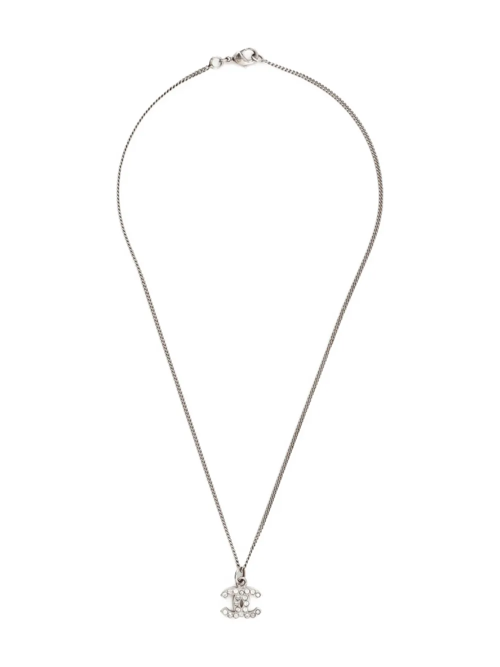 Pre-owned Chanel 2008 Cc-logo Necklace In Silver