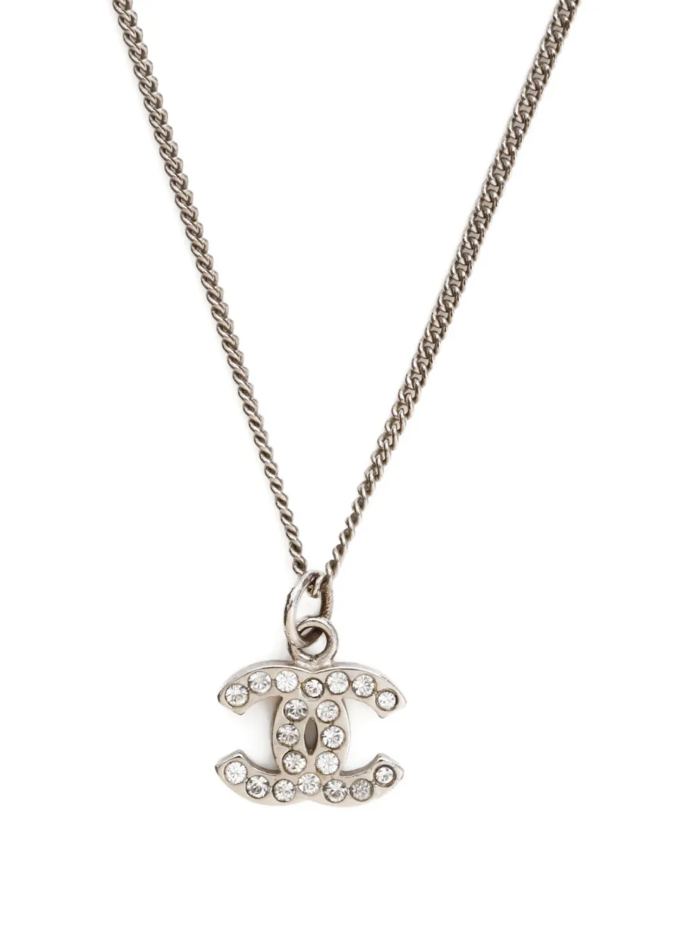 Pre-owned Chanel 2008 Cc-logo Necklace In Silver