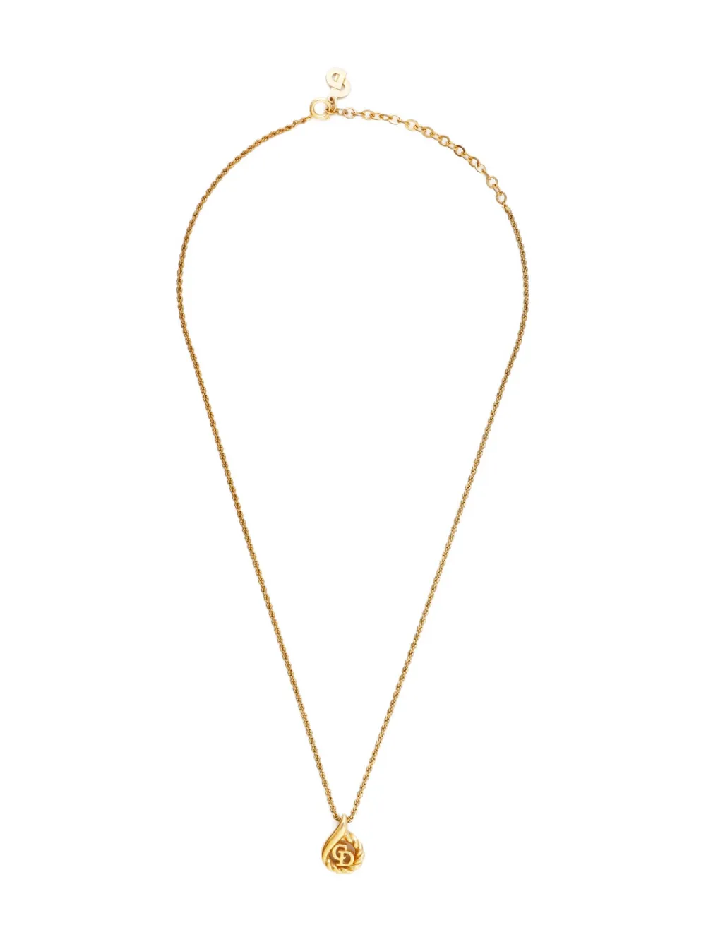 Pre-owned Dior 1970-1990 Logo-pendant Necklace In Gold