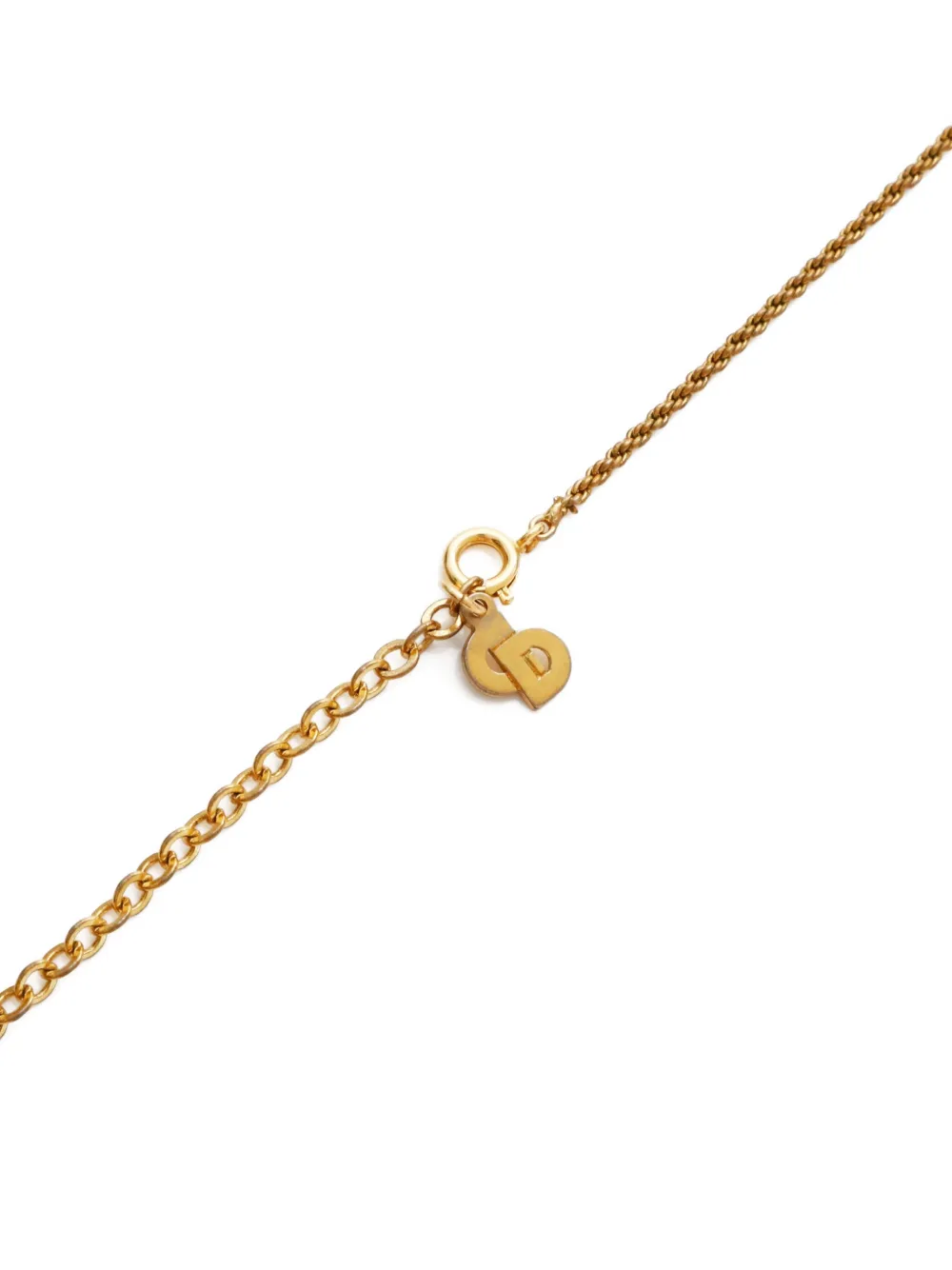 Pre-owned Dior 1970-1990 Logo-pendant Necklace In Gold