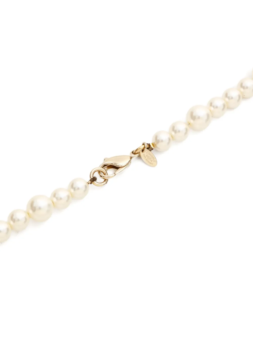 Pre-owned Chanel 2010 Cc-logo Faux-pearl Necklace In Gold