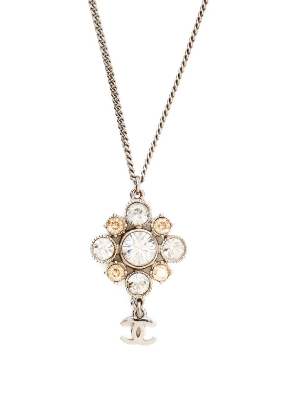 Pre-owned Chanel 2011 Cc-logo Necklace In Silver