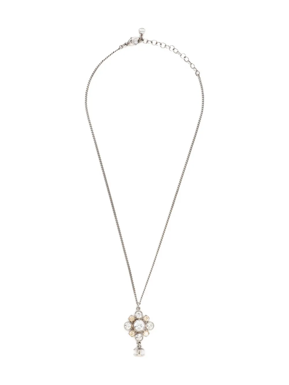Pre-owned Chanel 2011 Cc-logo Necklace In Silver
