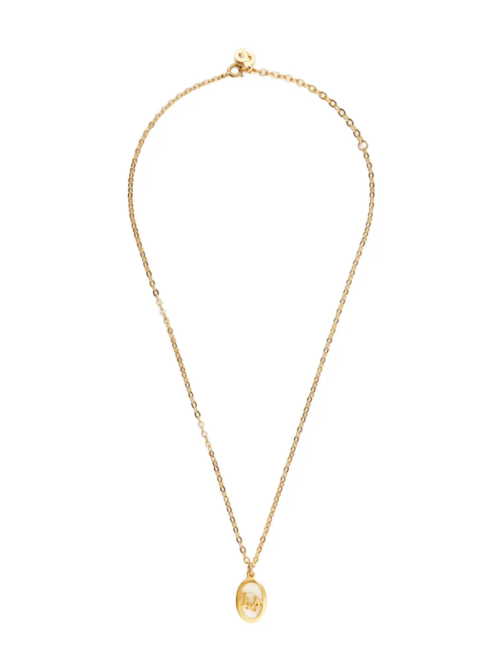 Pre-owned Dior 1990-2000s Logo-pendant Necklace In Gold
