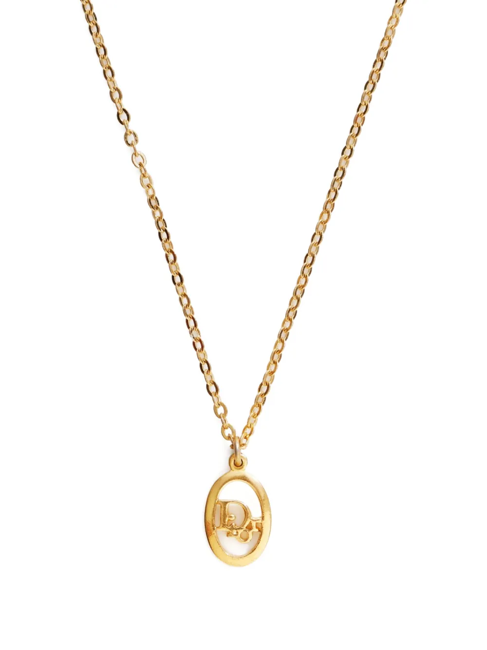 Pre-owned Dior 1990-2000s Logo-pendant Necklace In Gold