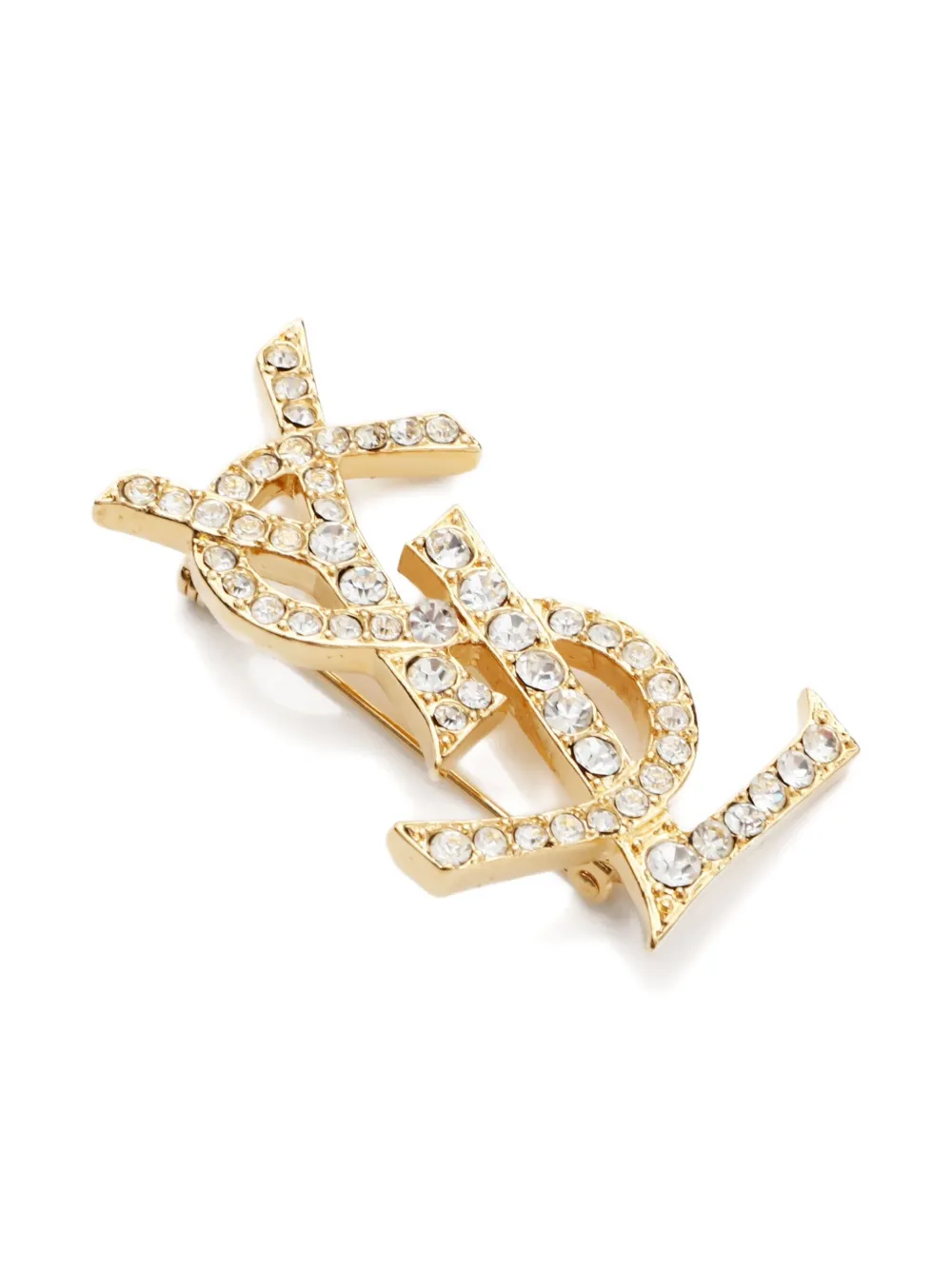 Pre-owned Saint Laurent 1990-2000s Cassandre Brooch In Gold