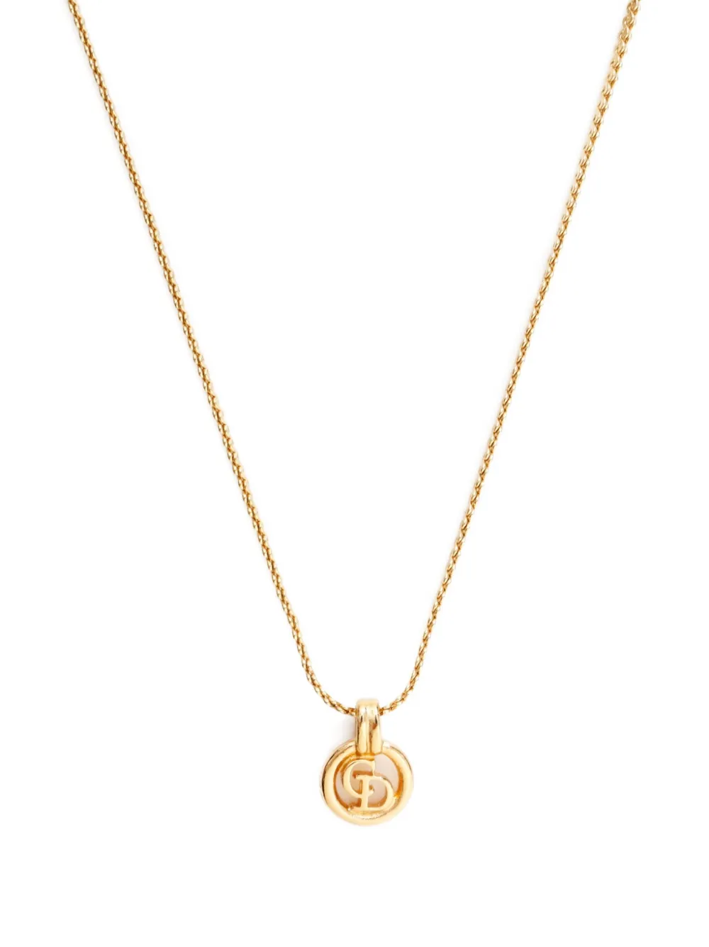 Pre-owned Dior 1970-1980 Logo-pendant Necklace In Gold