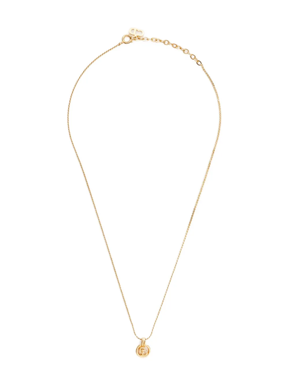 Pre-owned Dior 1970-1980 Logo-pendant Necklace In Gold