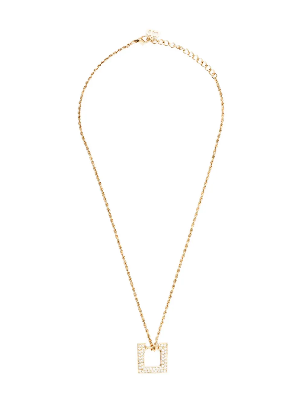 Pre-owned Dior 1980-2000s Square-pendant Necklace In Gold