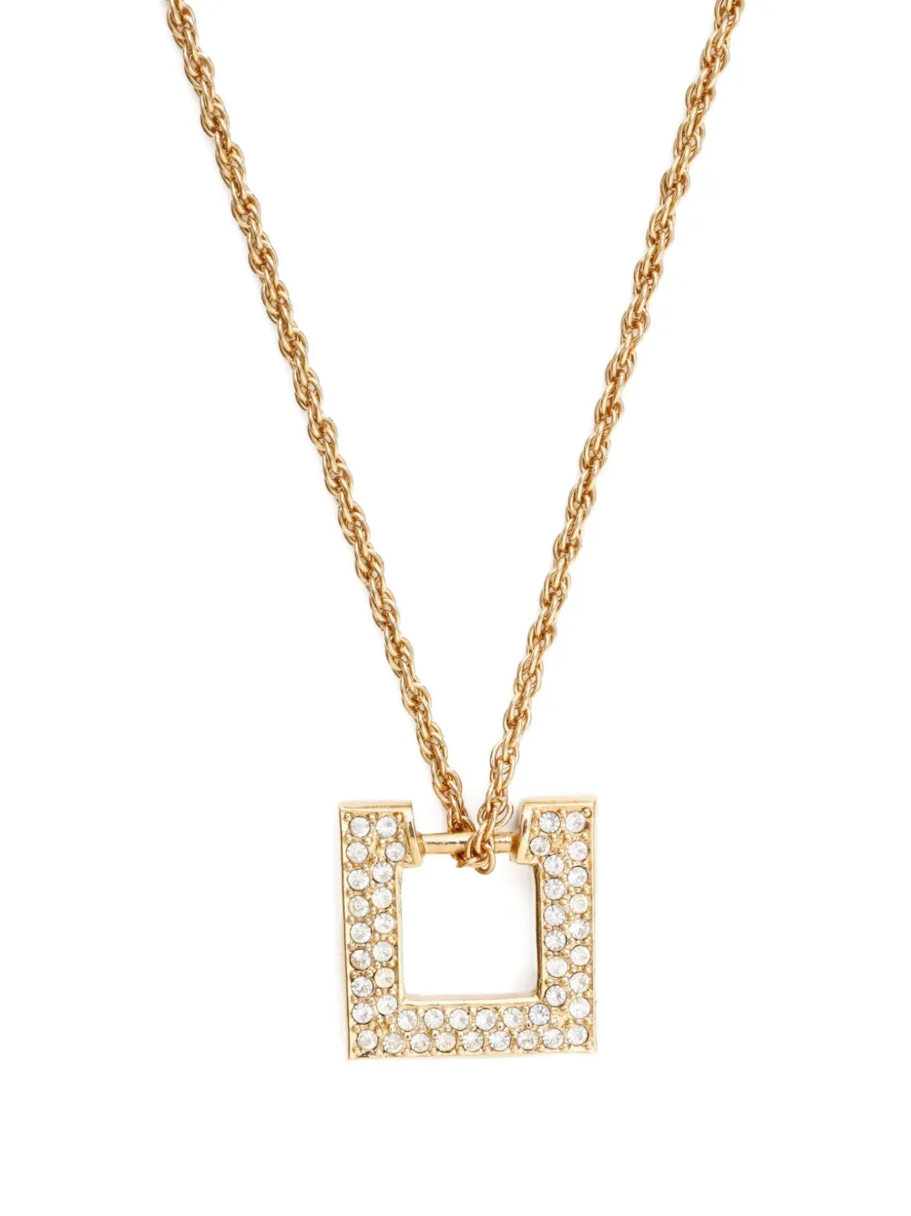 Pre-owned Dior 1980-2000s Square-pendant Necklace In Gold