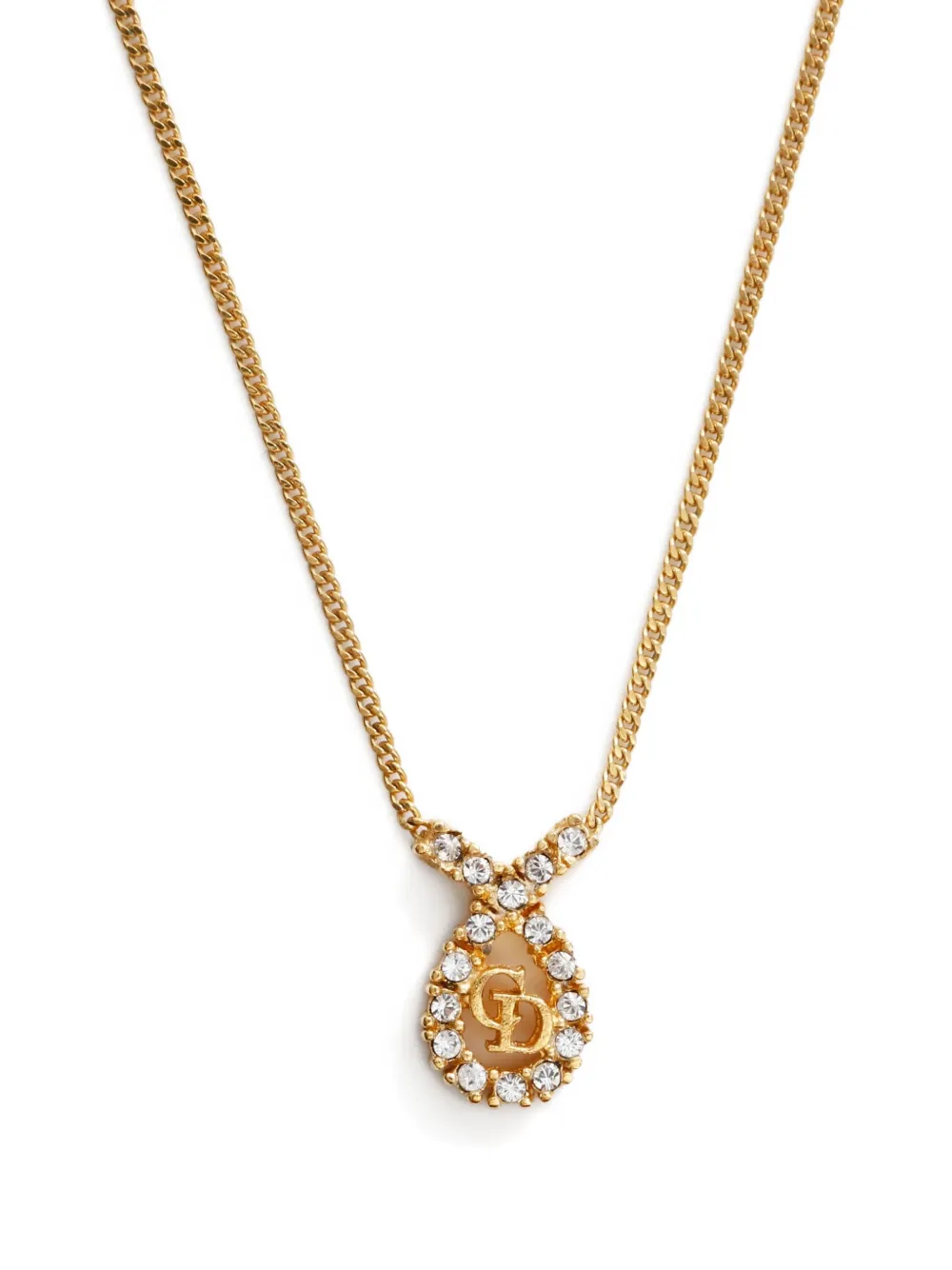 Pre-owned Dior 1990-2000s Logo-pendant Necklace In Gold