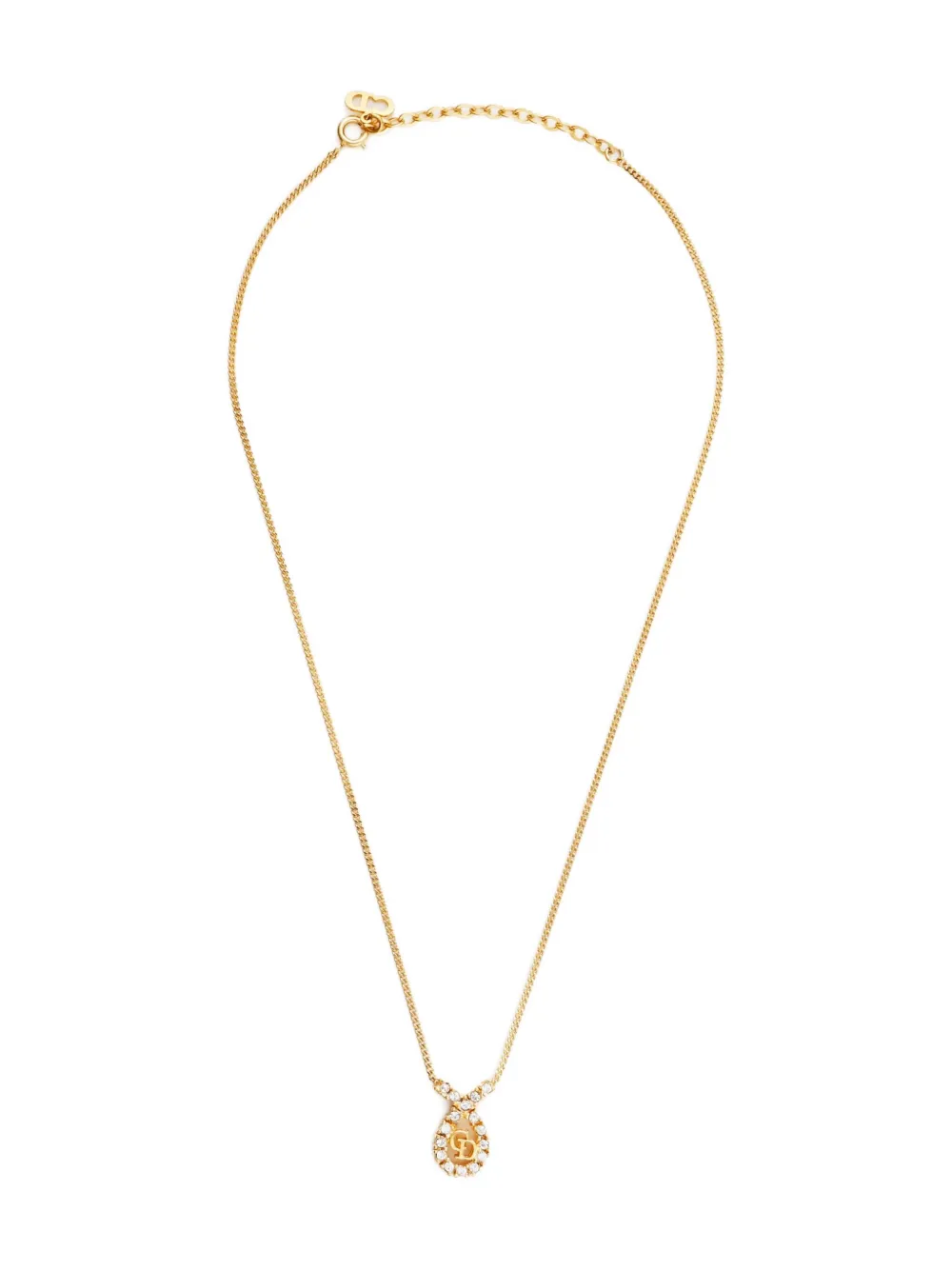 Pre-owned Dior 1990-2000s Logo-pendant Necklace In Gold