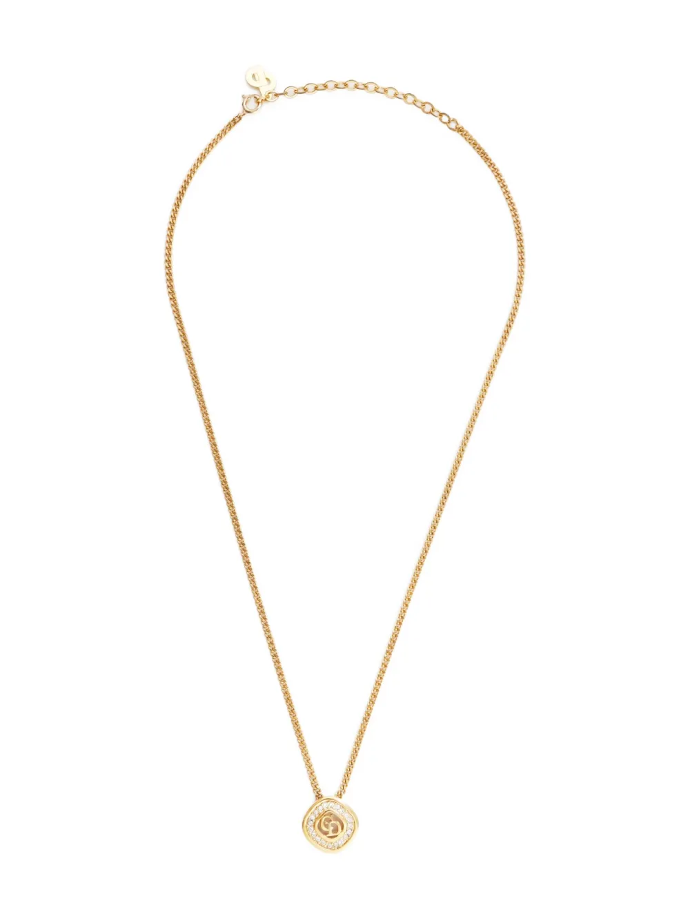 Pre-owned Dior 1990-2000s Logo-pendant Necklace In Gold