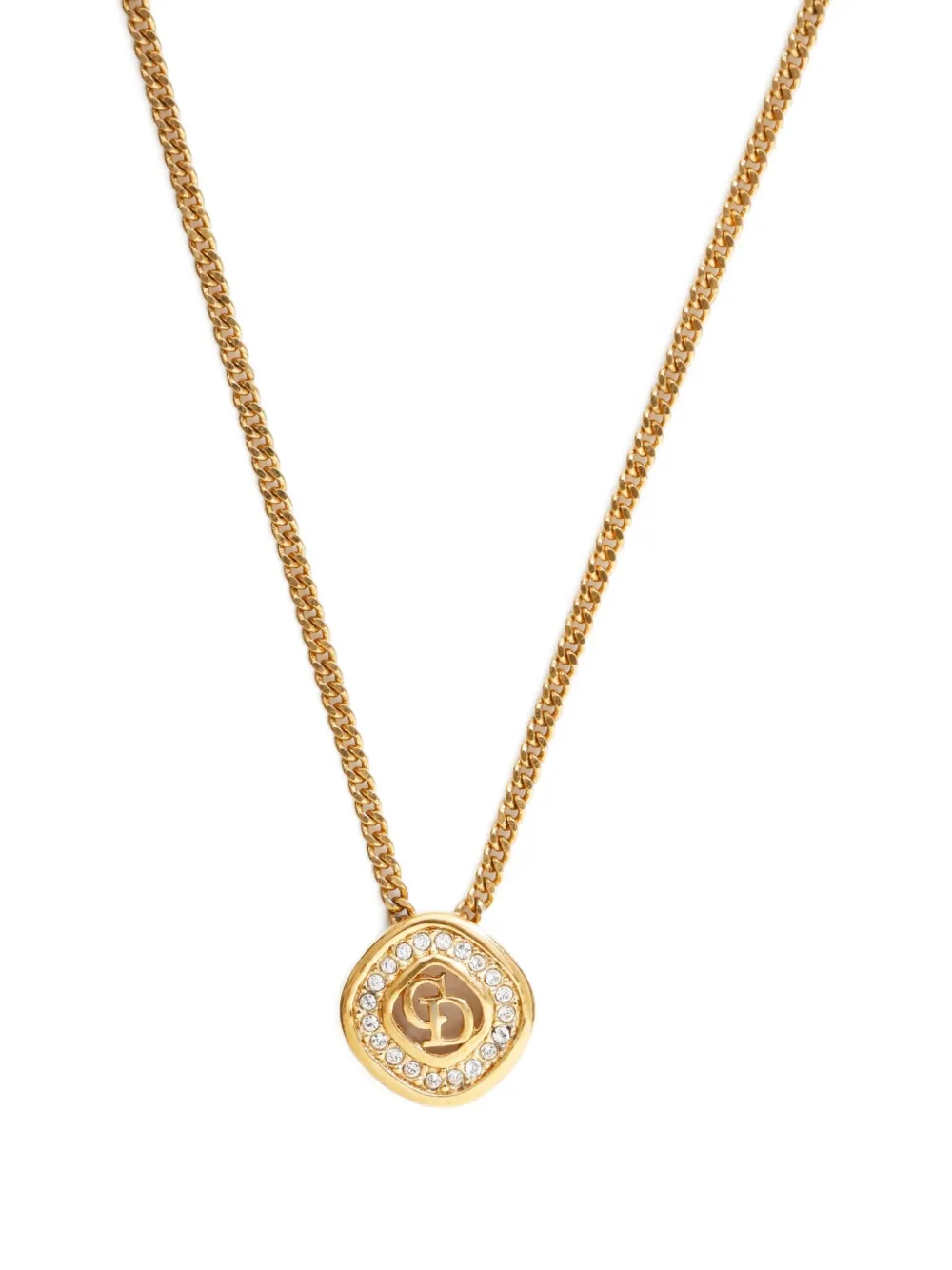 Pre-owned Dior 1990-2000s Logo-pendant Necklace In Gold