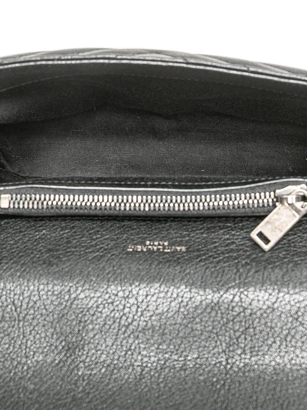 Pre-owned Saint Laurent 2020 Medium Quilted Chevron Sheepskin College Satchel In Black