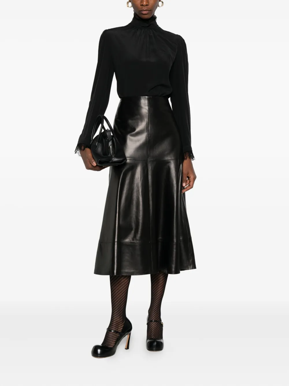 Alexander McQueen lace-trim high-neck top - Zwart