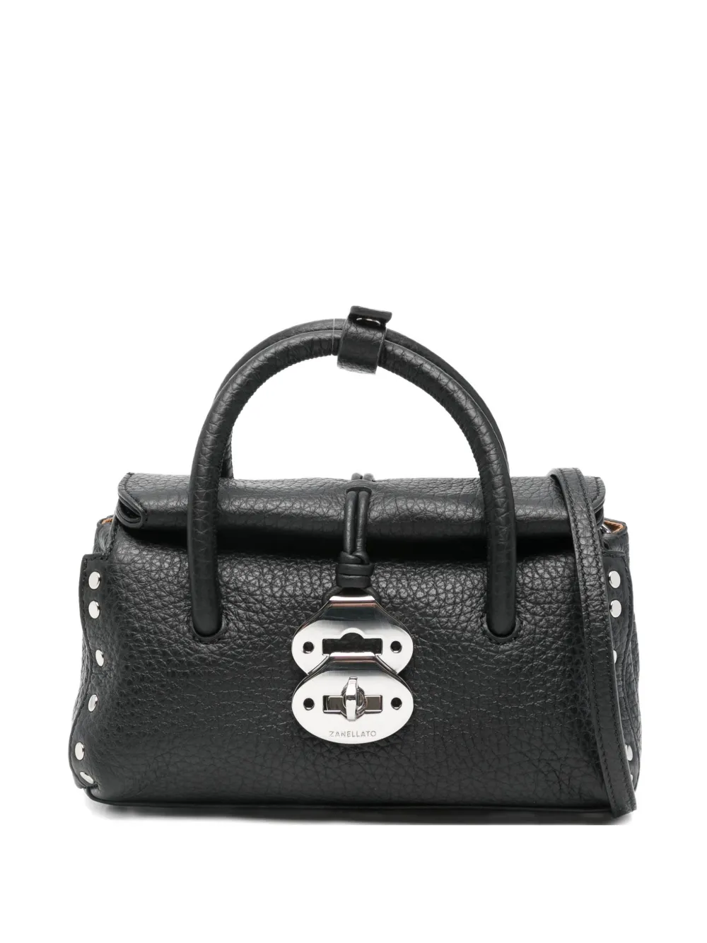 Zanellato Mini Leather Handbag Featuring Textured Finish In Black