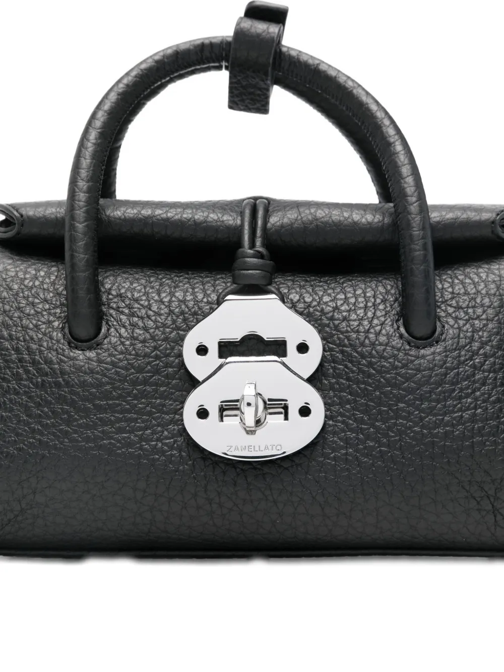 Zanellato Mini Leather Handbag Featuring Textured Finish In Black